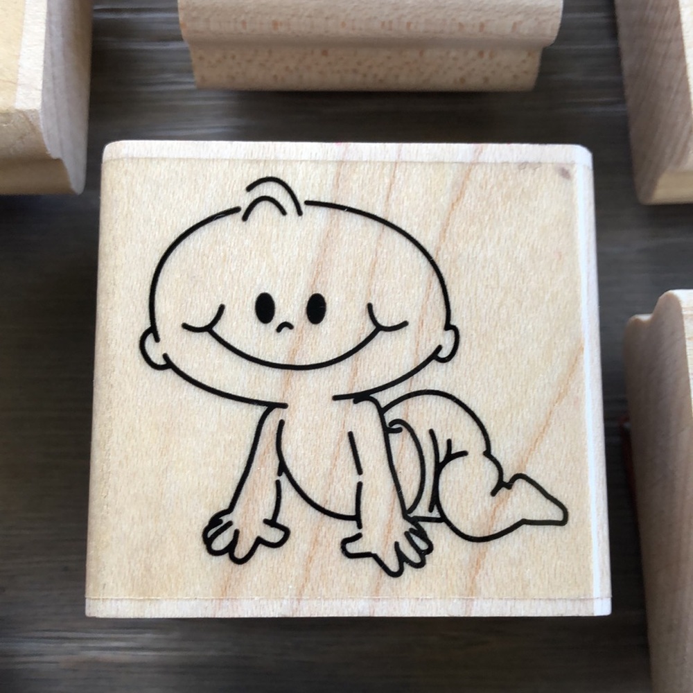 “Baby’s shower “ Set of 8 Stamping Up Scrapbook Wooden Rubber Stamps - Picture 6 of 10